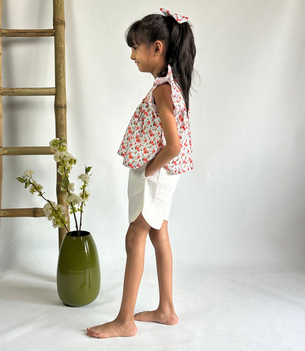 Floral Ruffle Top With Shorts