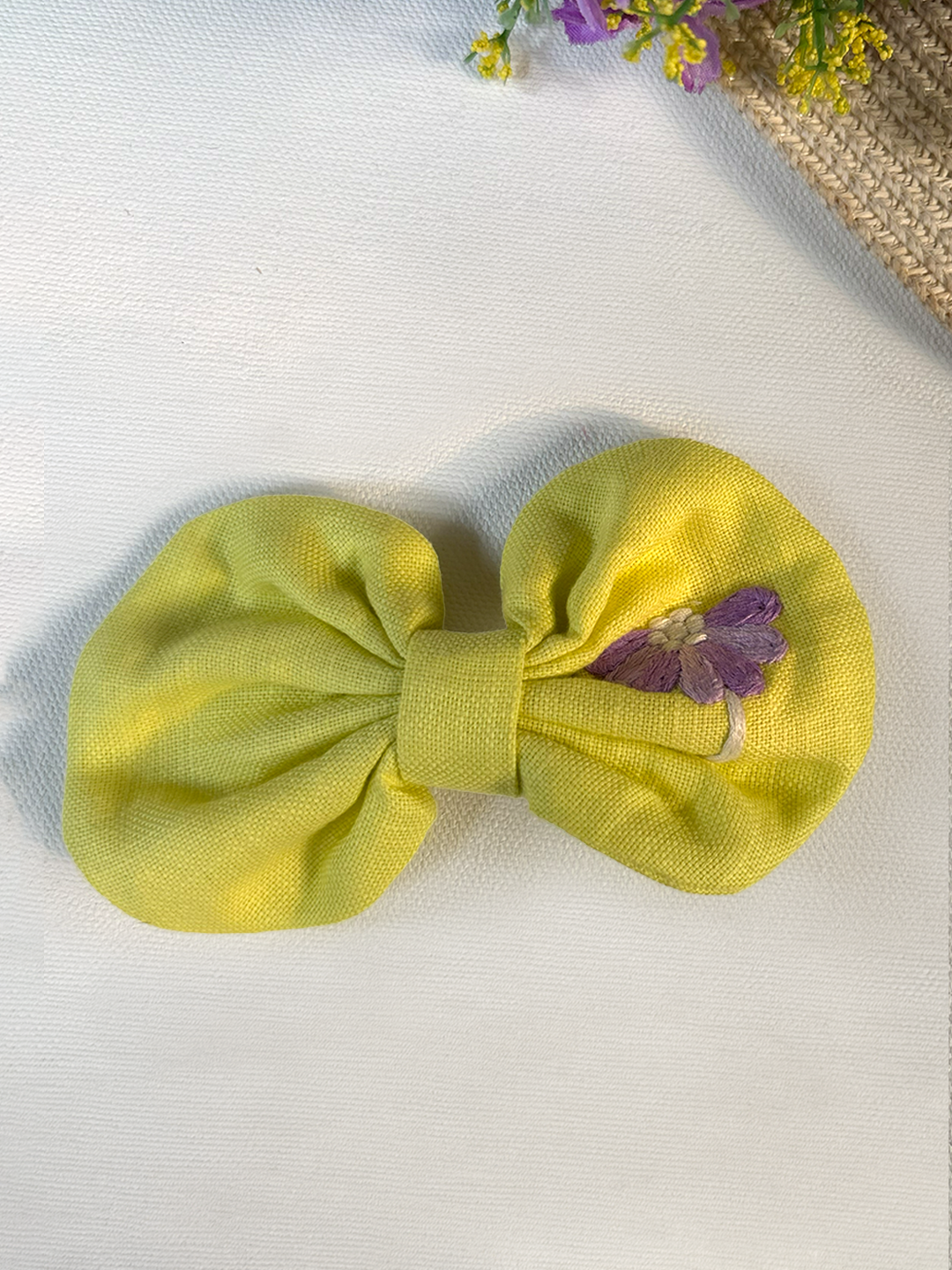 Lime Yellow Cute Bow