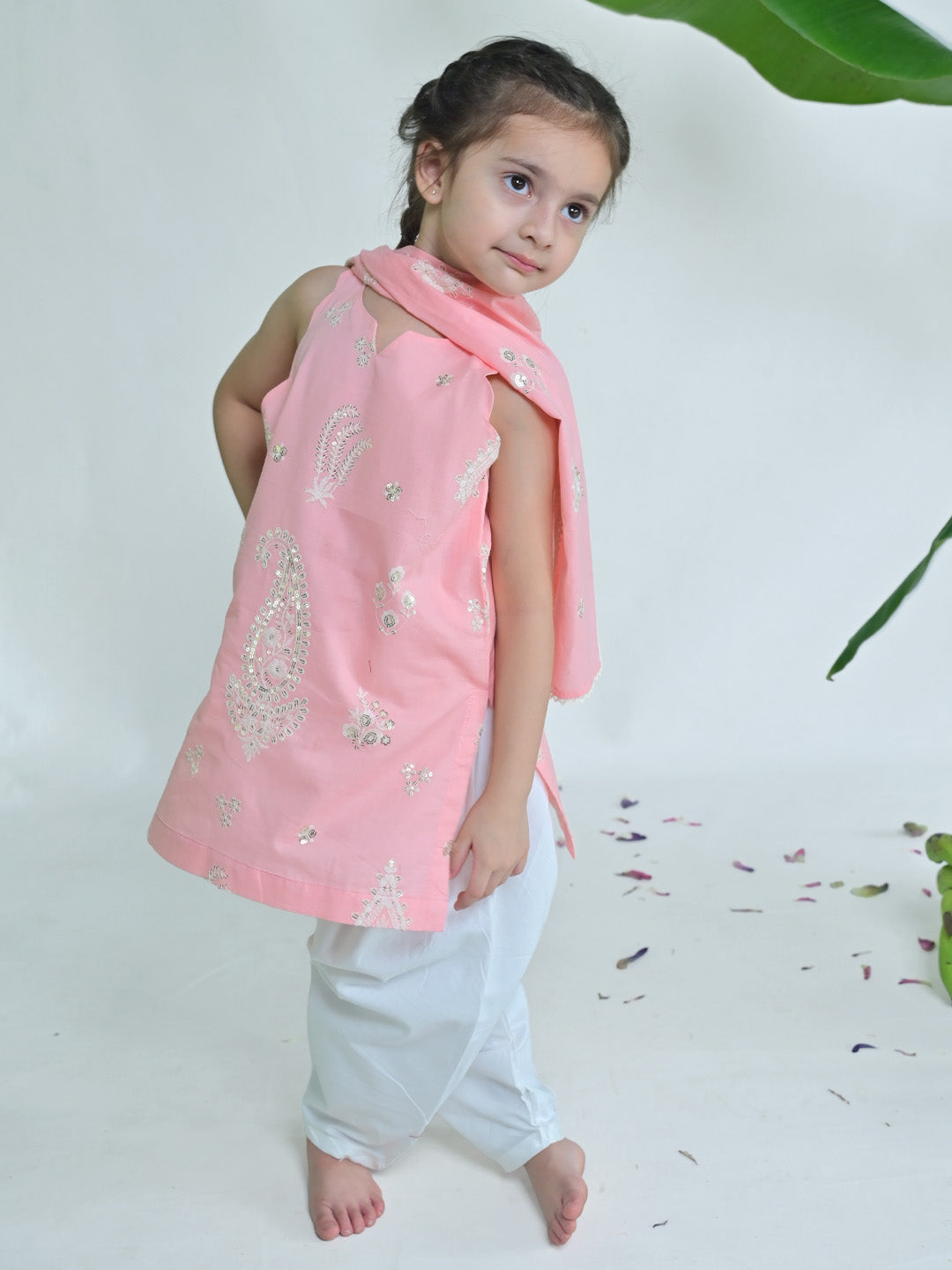 Cindy Pink Lucknowi Dhoti Set