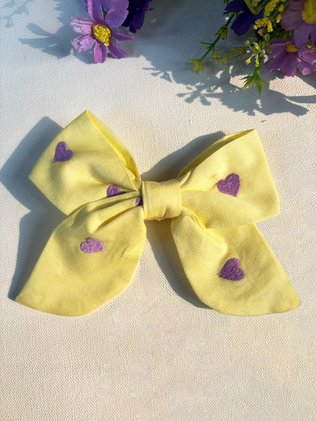 Butter Yellow Little heart Bow
