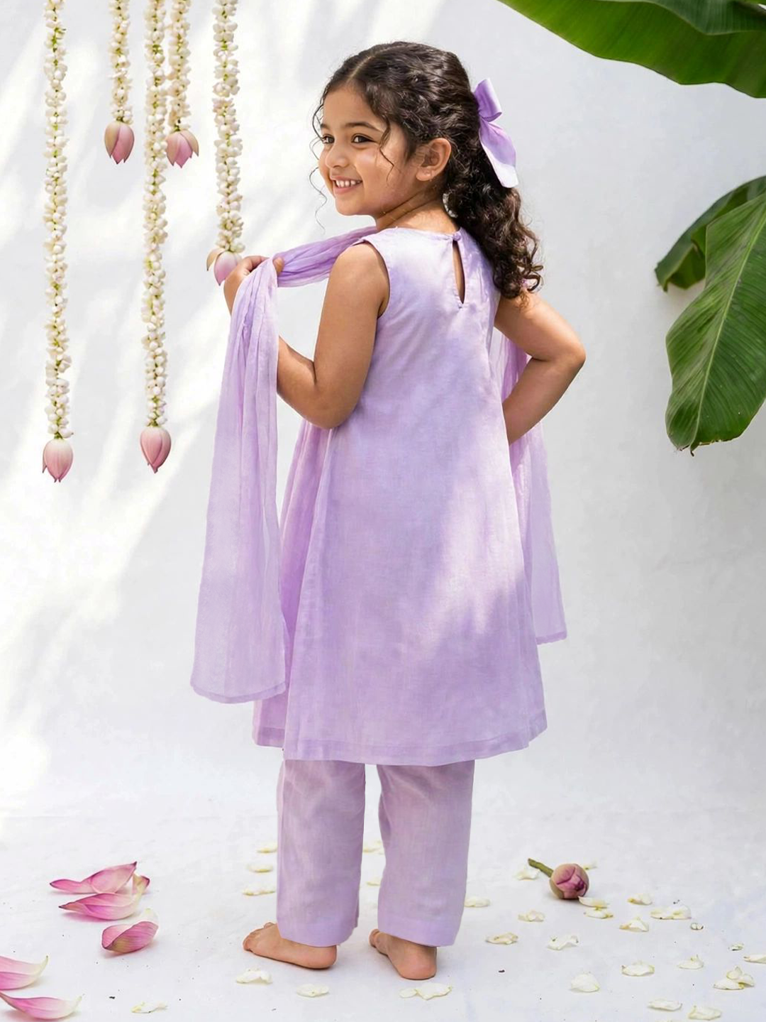 Girls Lavender Cotton Festive Set