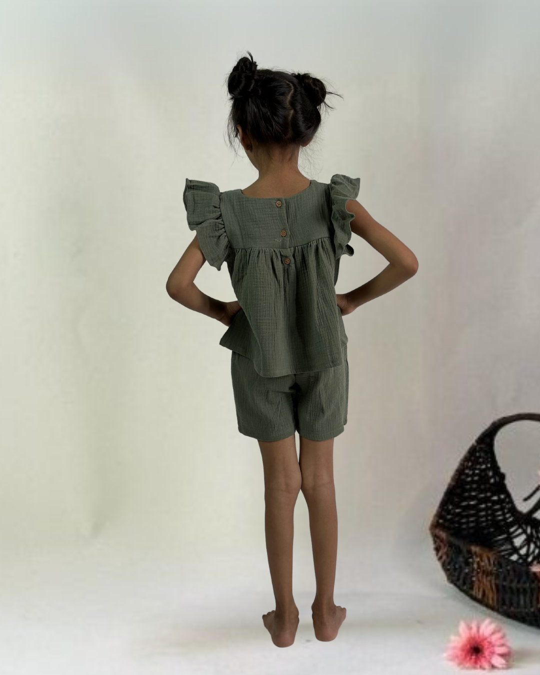 Olive Ruffle Shorts