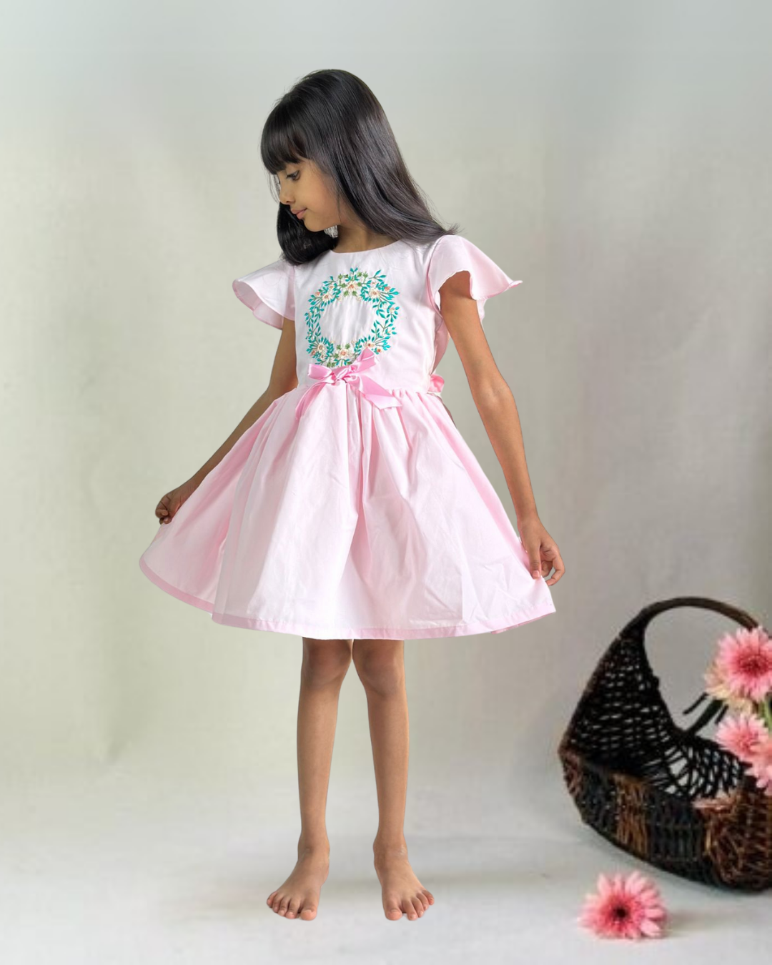 Wreath Embroidered Dress