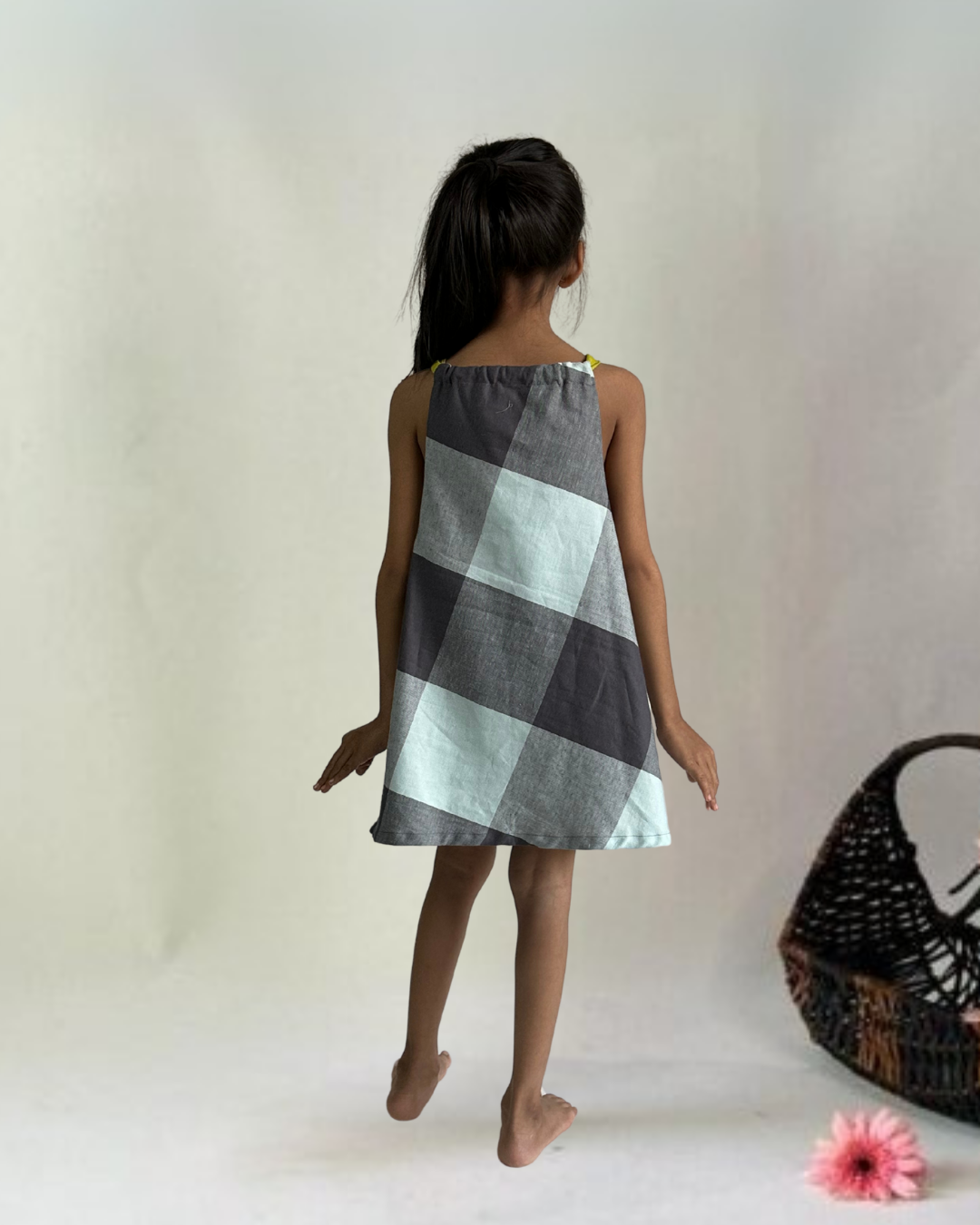 Grey-Blue Checks Dress