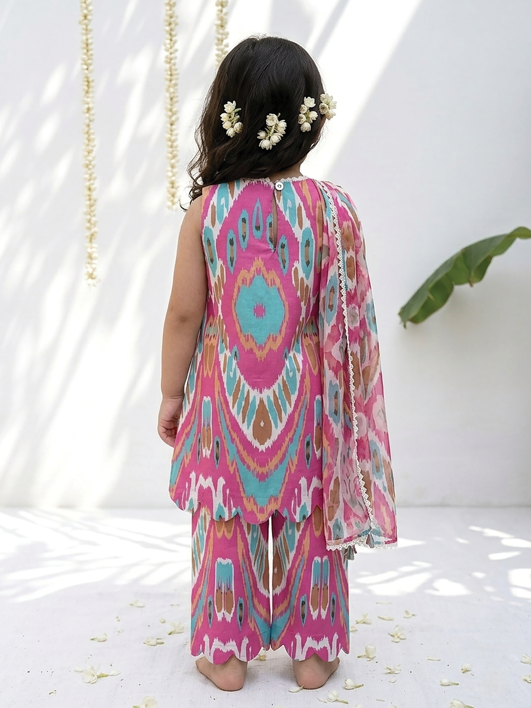 Pink Masala Ikat Printed Tunic Set