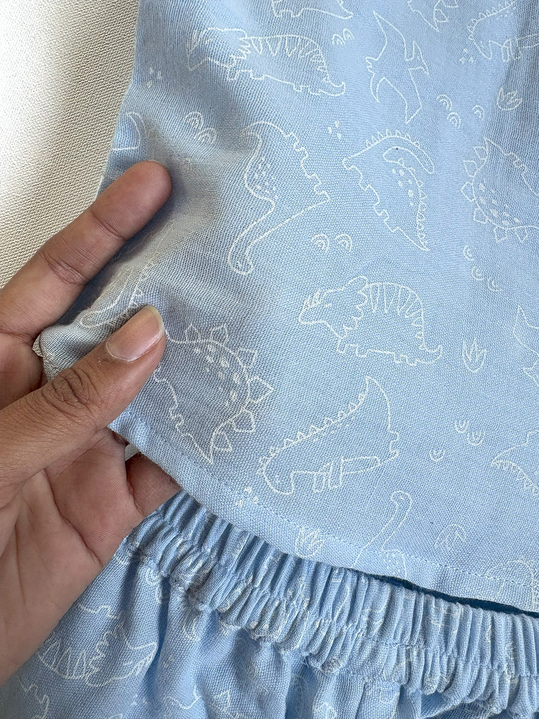 Light Blue Dino Printed Cotton Co-ord Set for Baby Boys