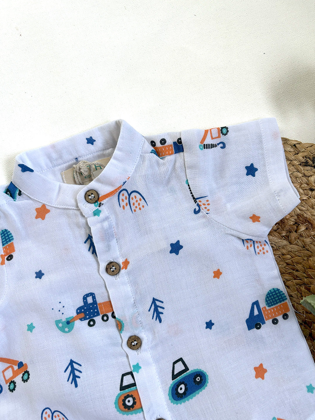 Adorable Vehicle Printed Cotton Co-ord Set for Baby Boys