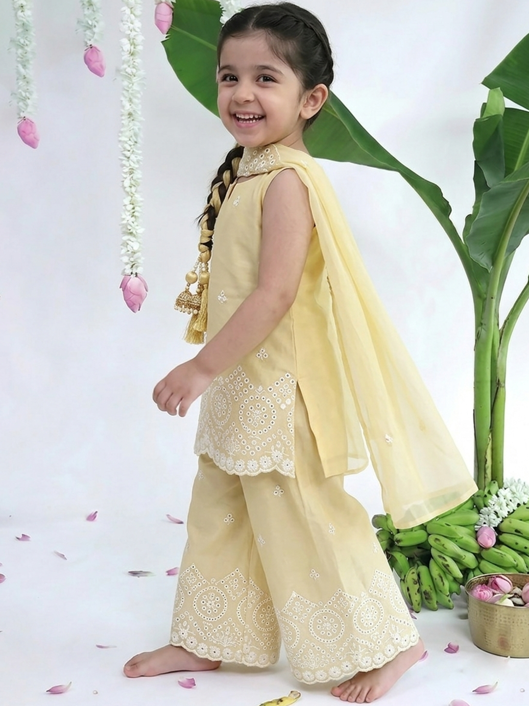 Butter Yellow Lucknowi Tunic set