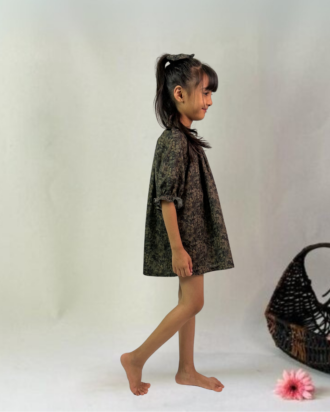 Seaweed Green Ditsy Floral Dress