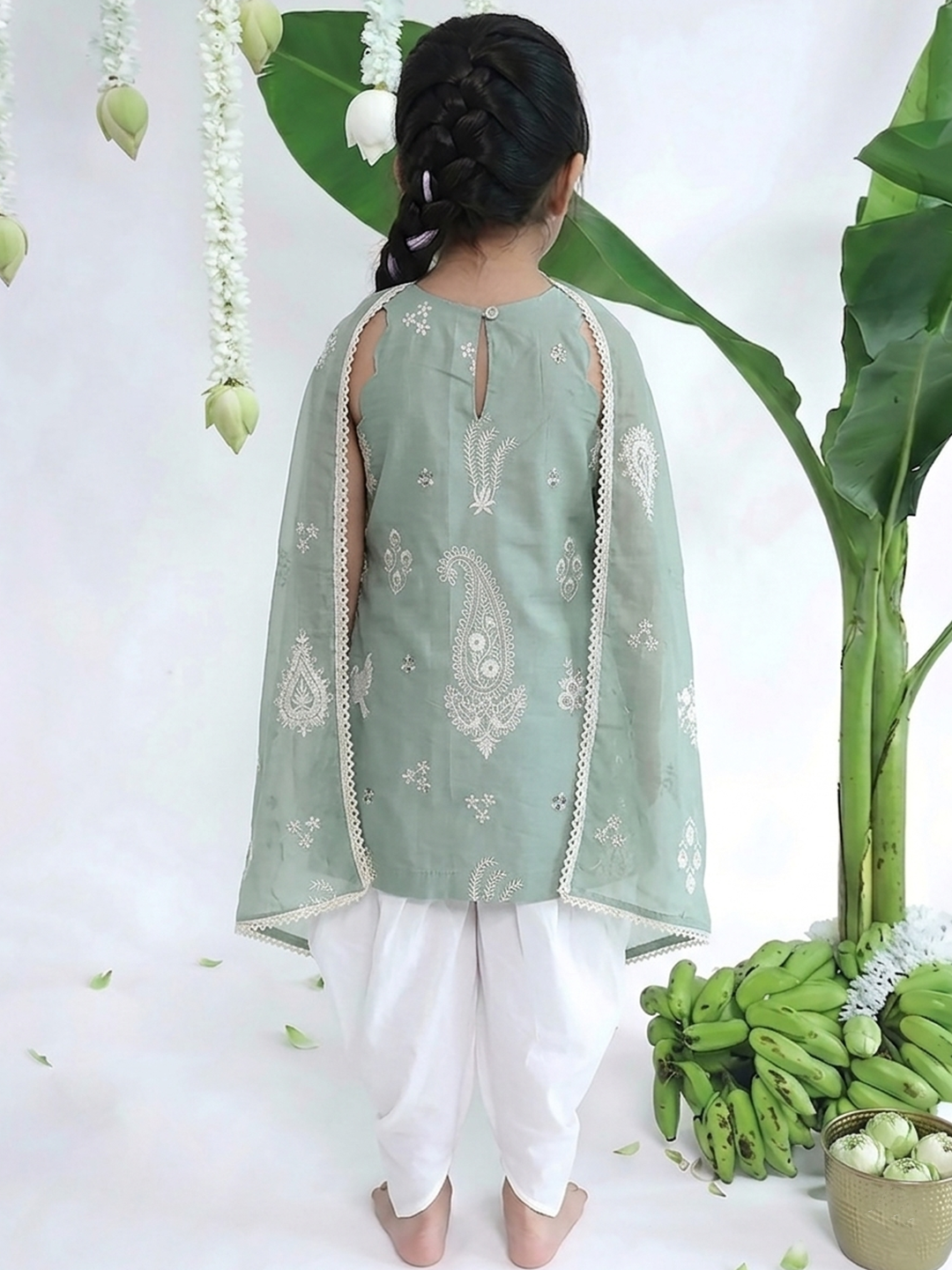 Embroidered Paisley Girls Festive Set