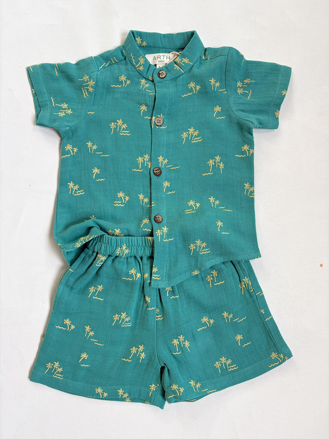 Teal Blue Cotton Co-ord Set for Baby Boys