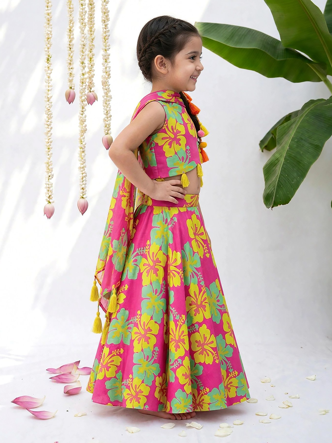 Hibiscus Twirl Girls Festive Lehenga Set