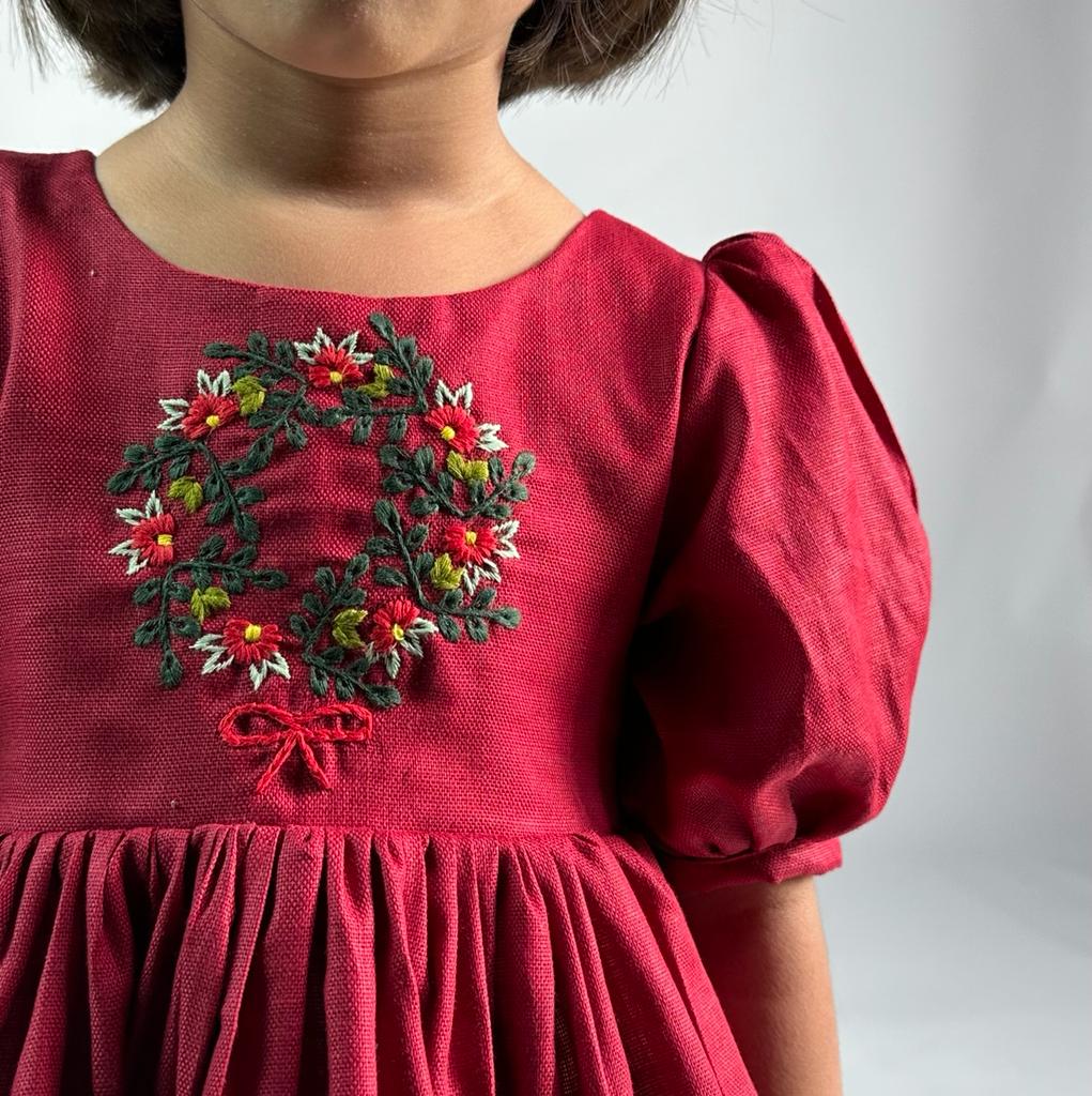 Maroon Wreath Partywear Dress