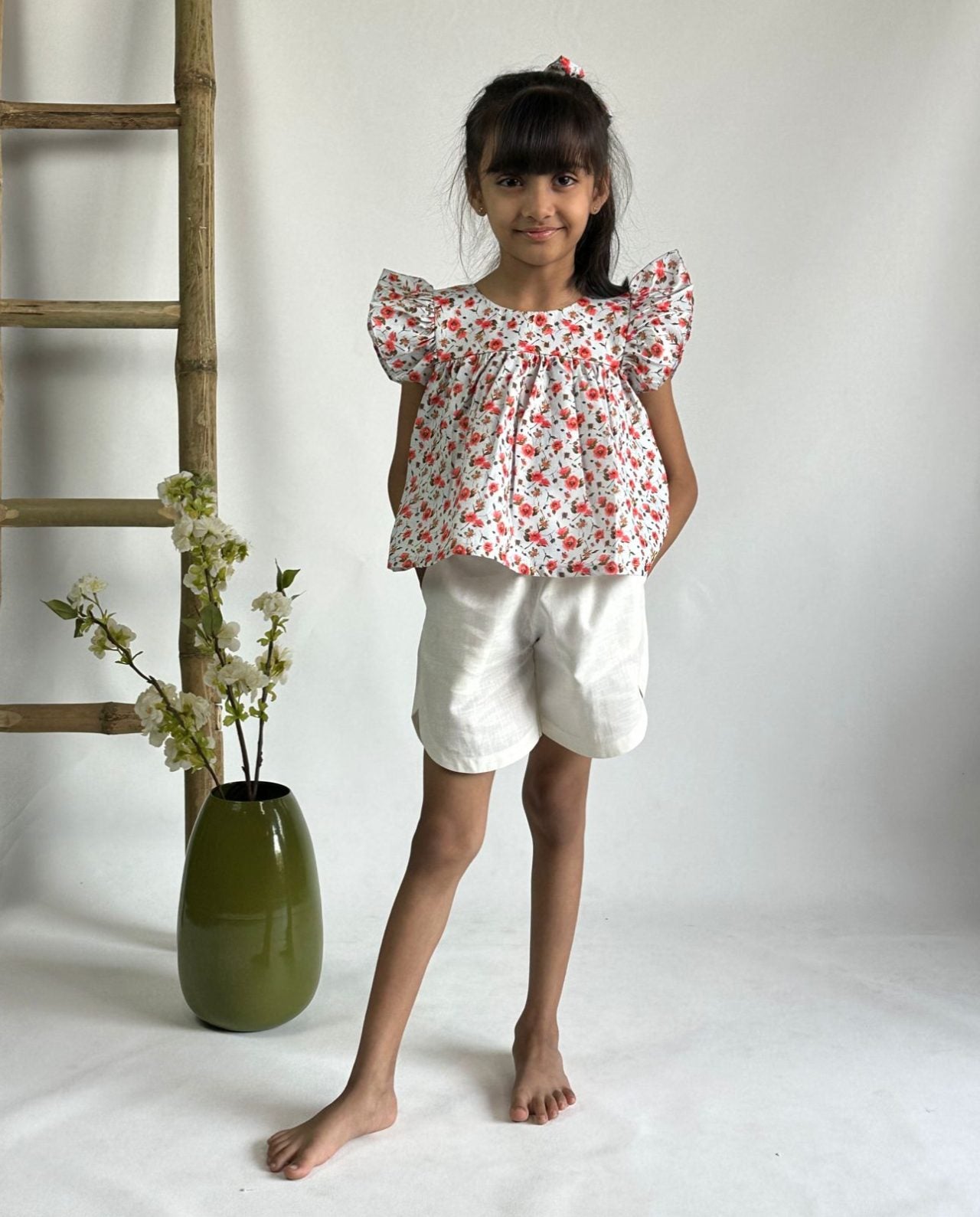Floral Ruffle Top With Shorts