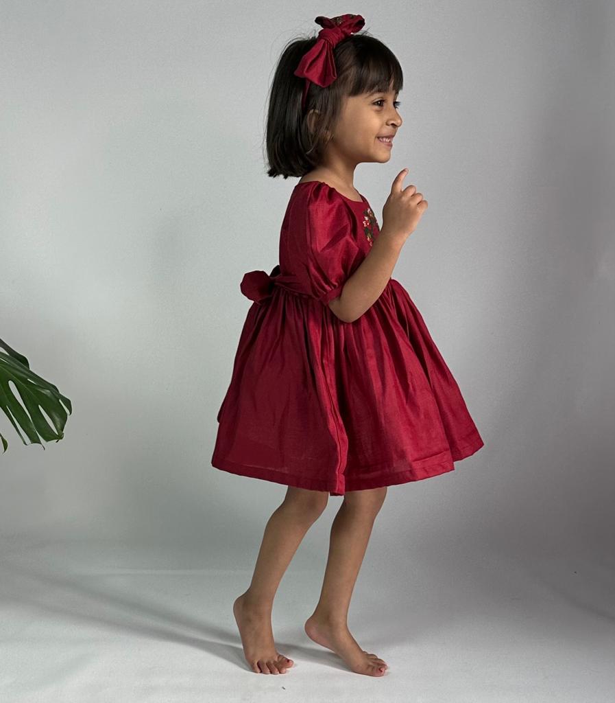 Maroon Wreath Partywear Dress