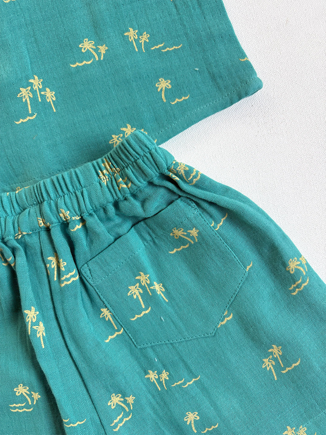 Teal Blue Cotton Co-ord Set for Baby Boys