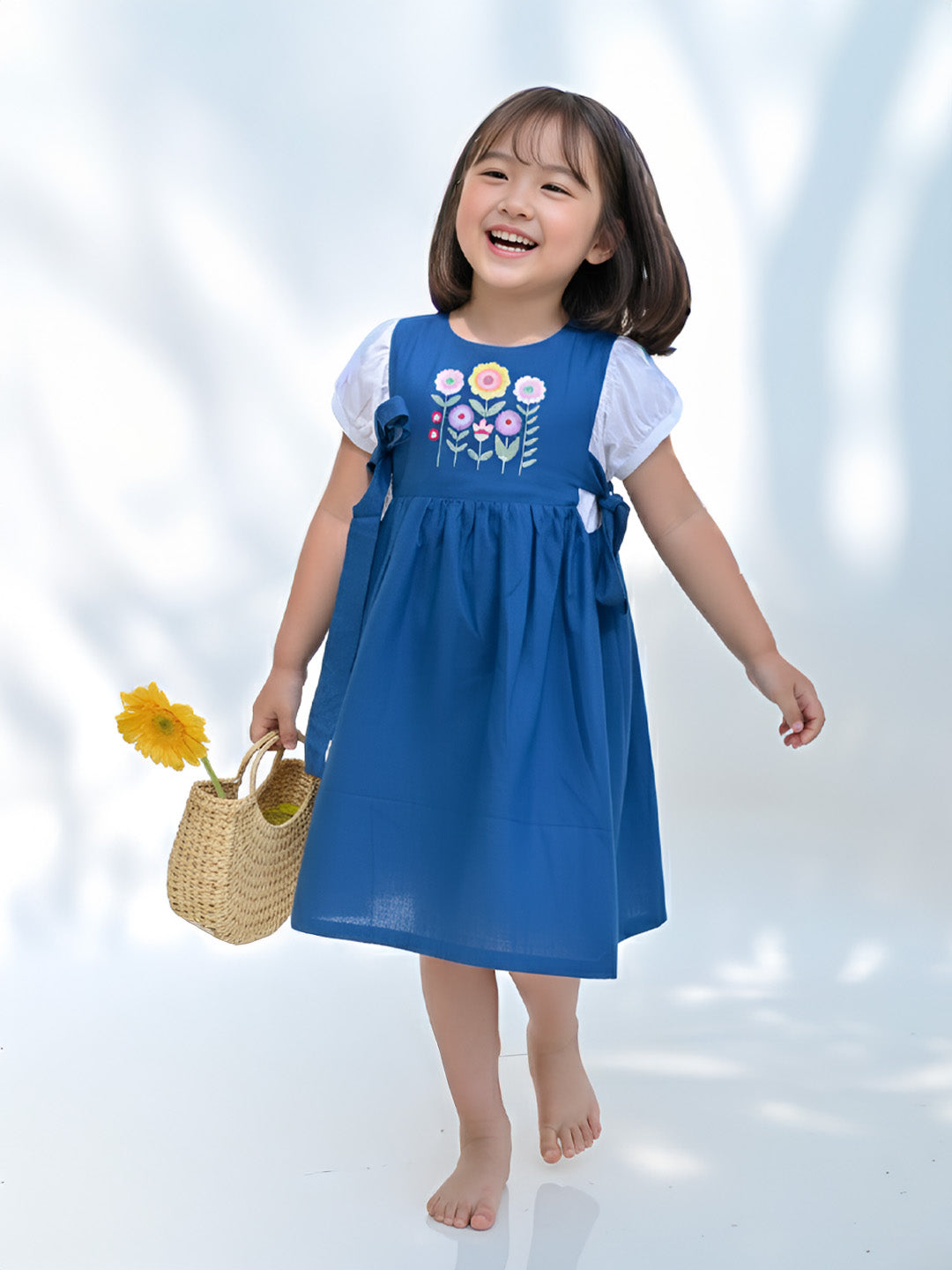Blue garden jumper dress
