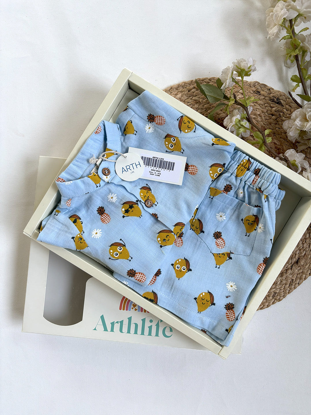 Sweet Mango Printed Cotton Co-ord Set for Baby Boys