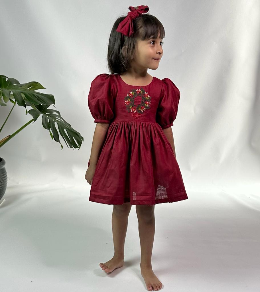 Maroon Wreath Partywear Dress