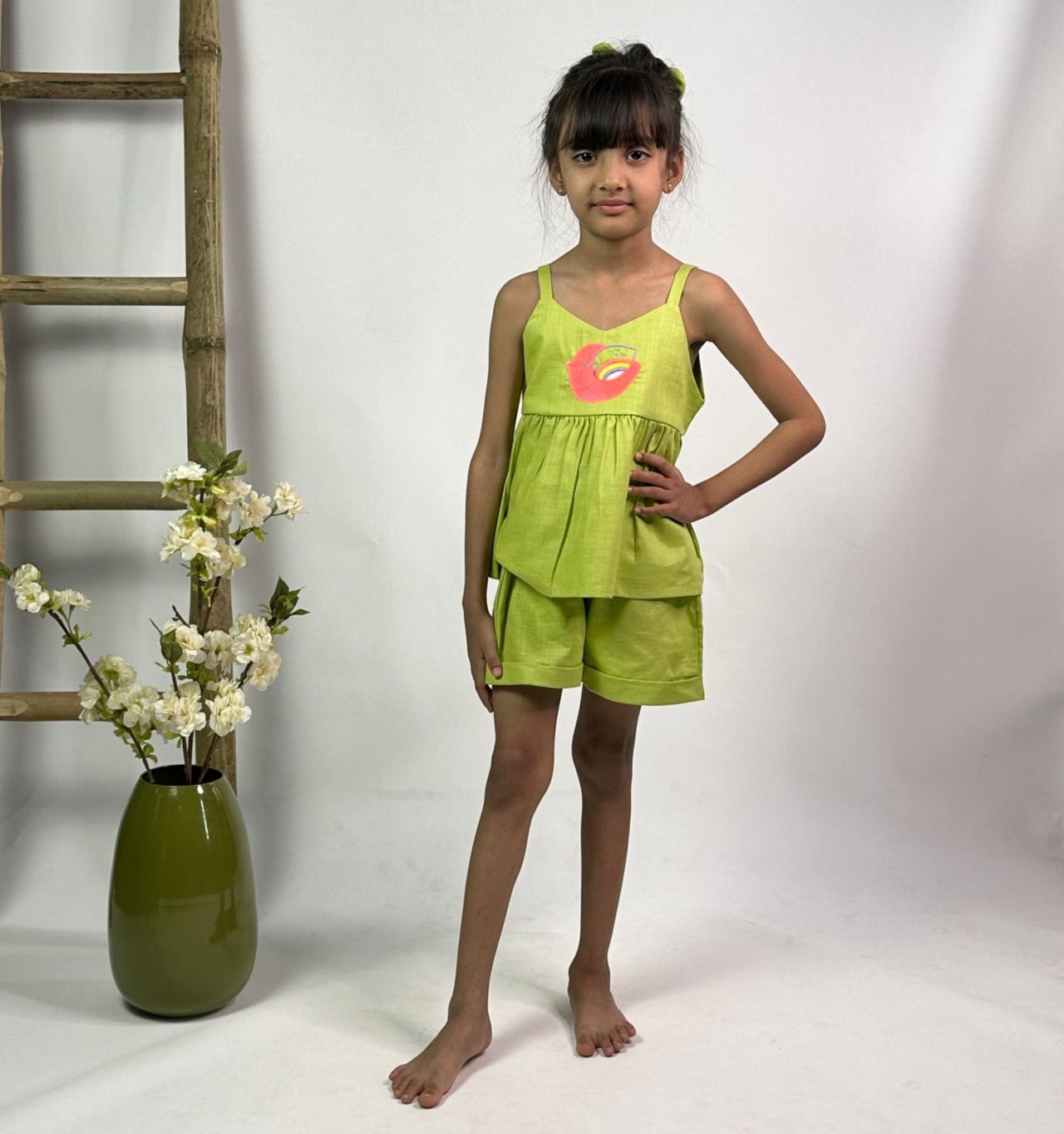 Green Bird Spaghetti Shorts