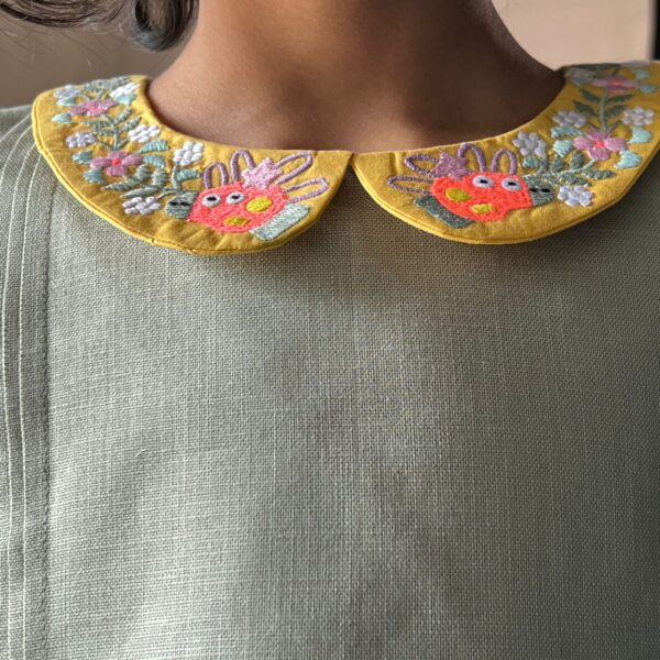 Green and Yellow Peppa Collared Dress