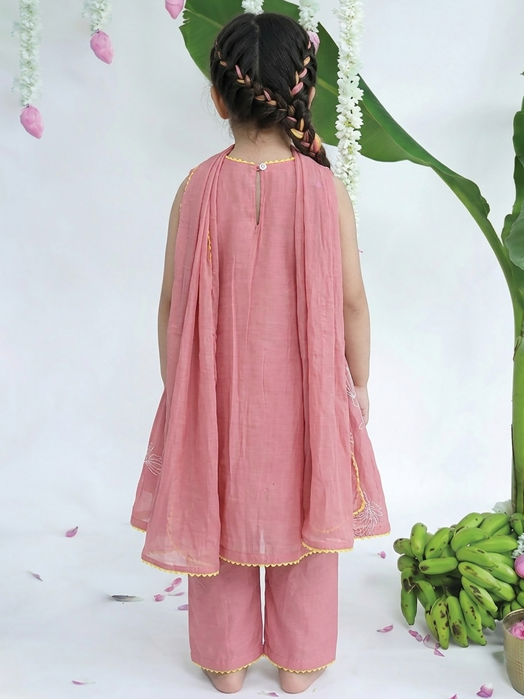 Peach Embroidered Tunic Set