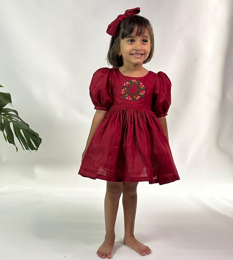 Maroon Wreath Partywear Dress