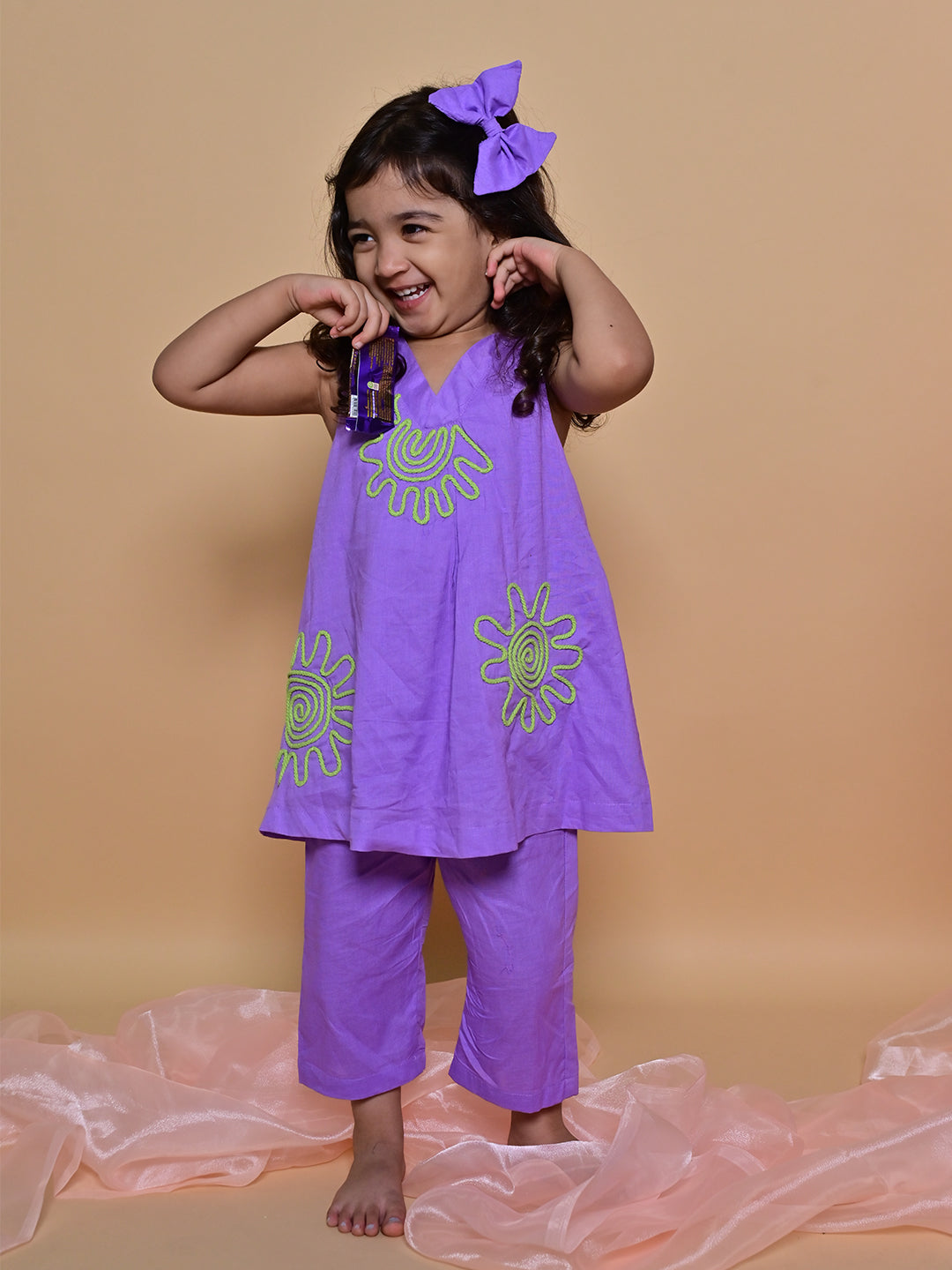 Purple Bloom Tunic Set