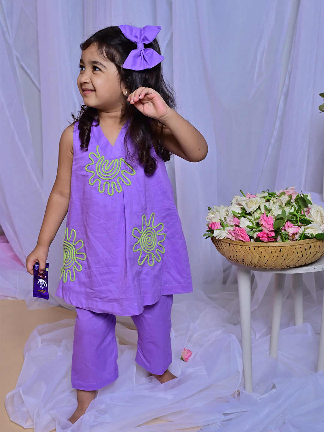 Purple Bloom Tunic Set