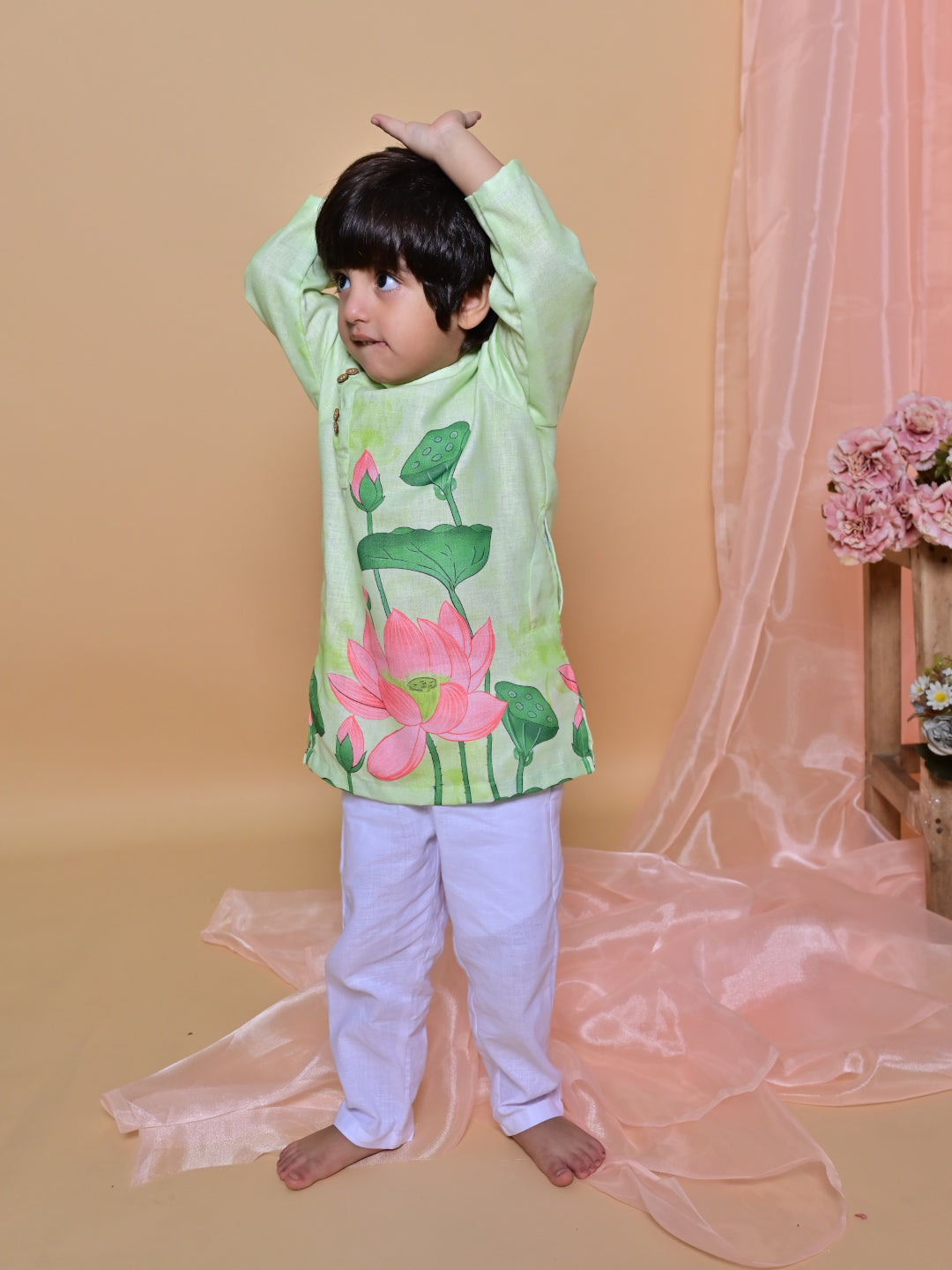 Green Lotus Kurta Set