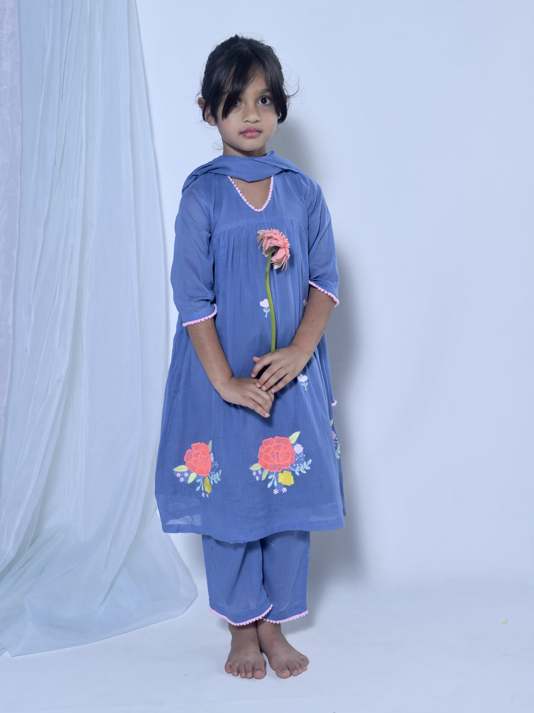 Blue Flora Tunic Set