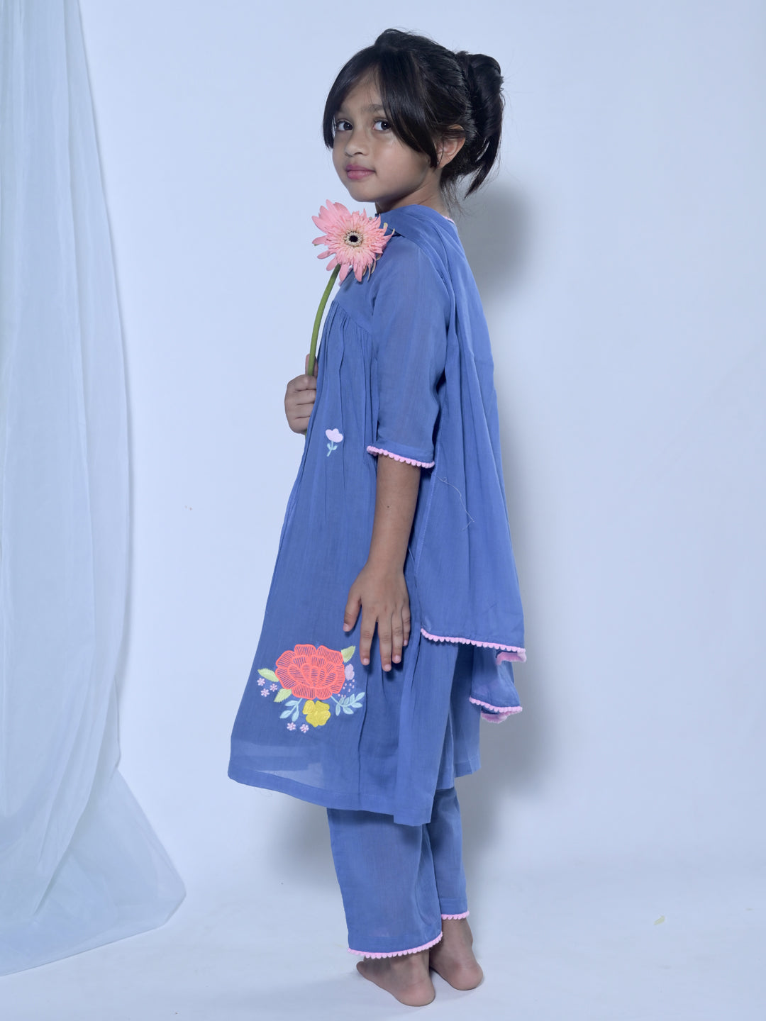 Blue Flora Tunic Set