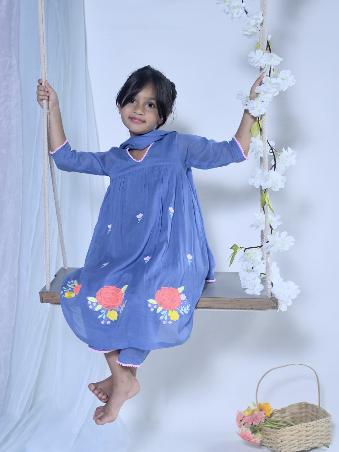 Blue Flora Tunic Set
