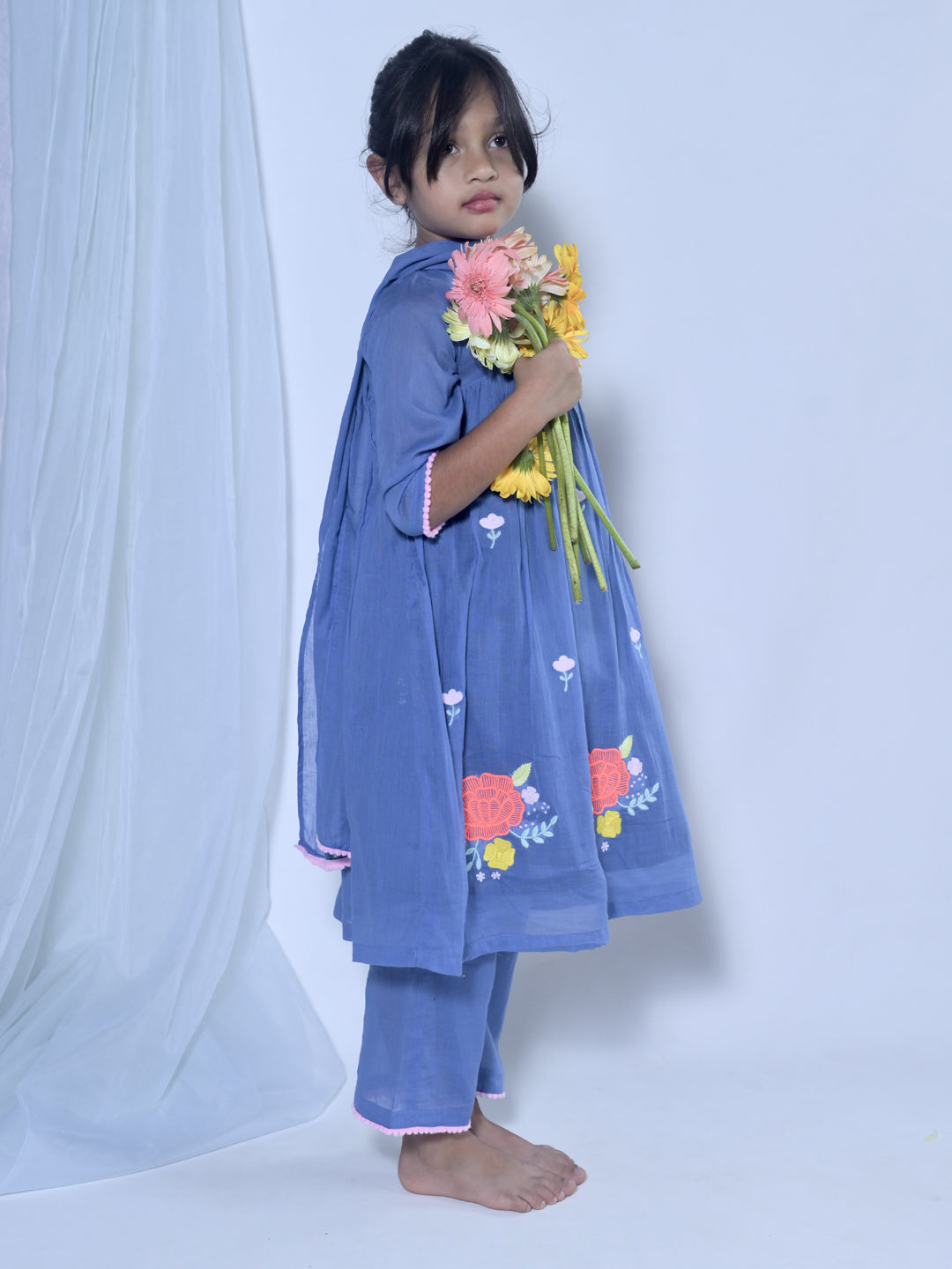 Blue Flora Tunic Set