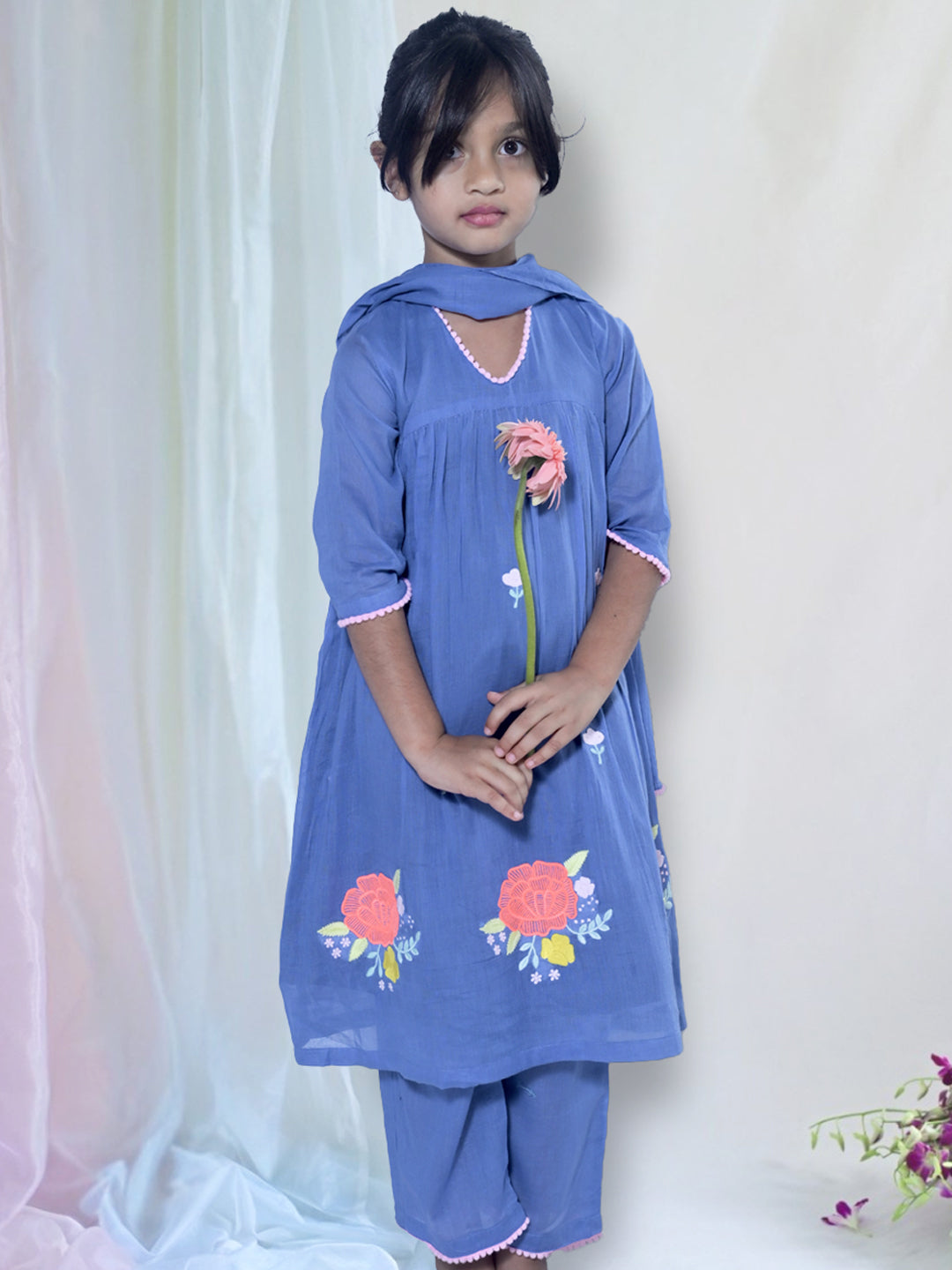 Blue Flora Tunic Set