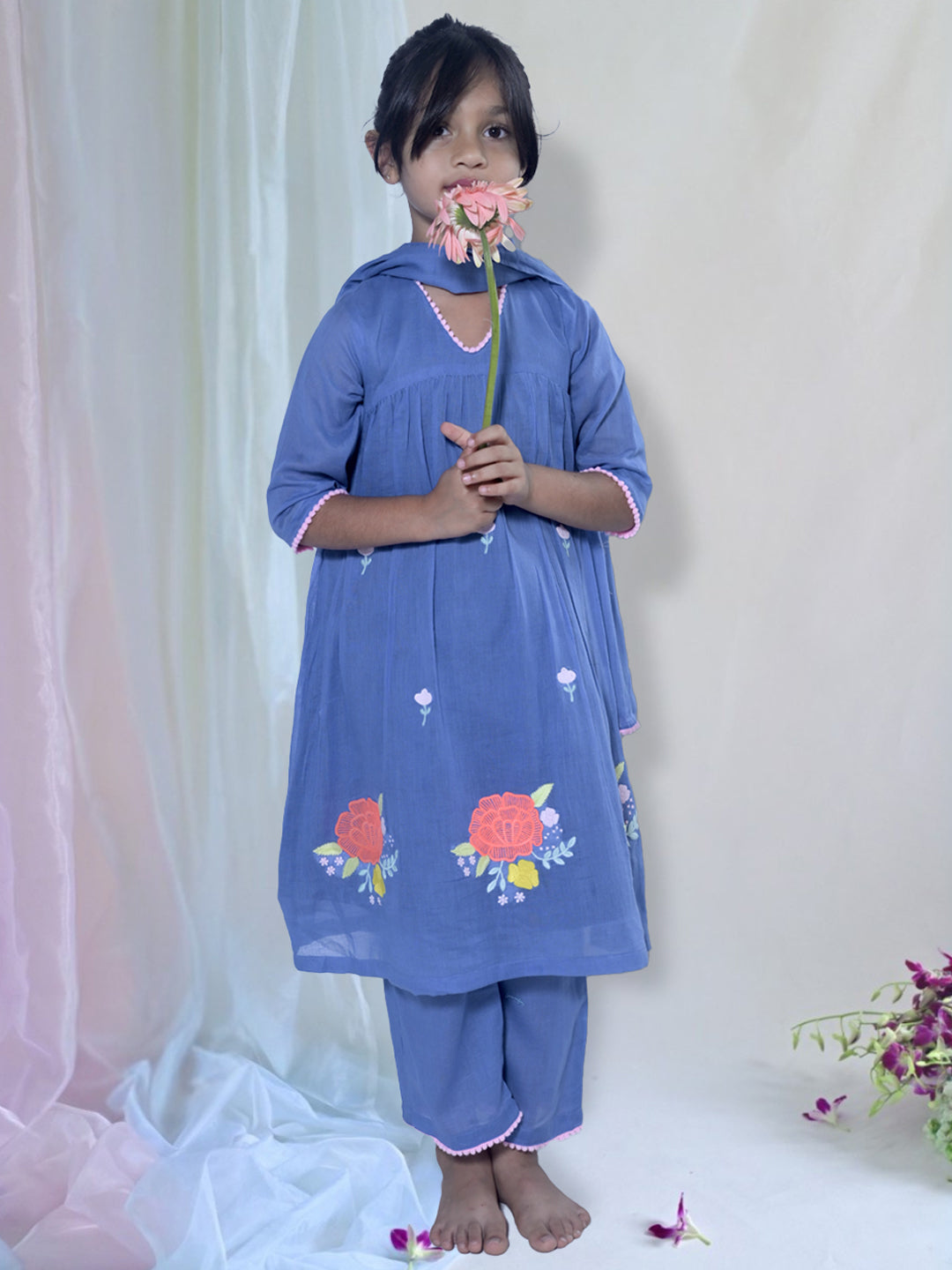 Blue Flora Tunic Set