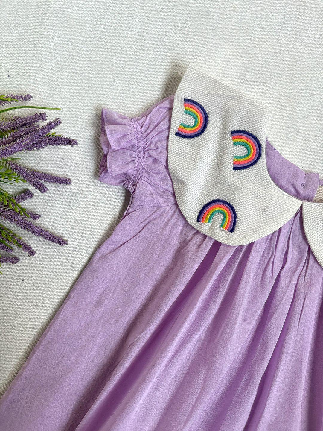 Cute lavender mulmul cotton babywear set