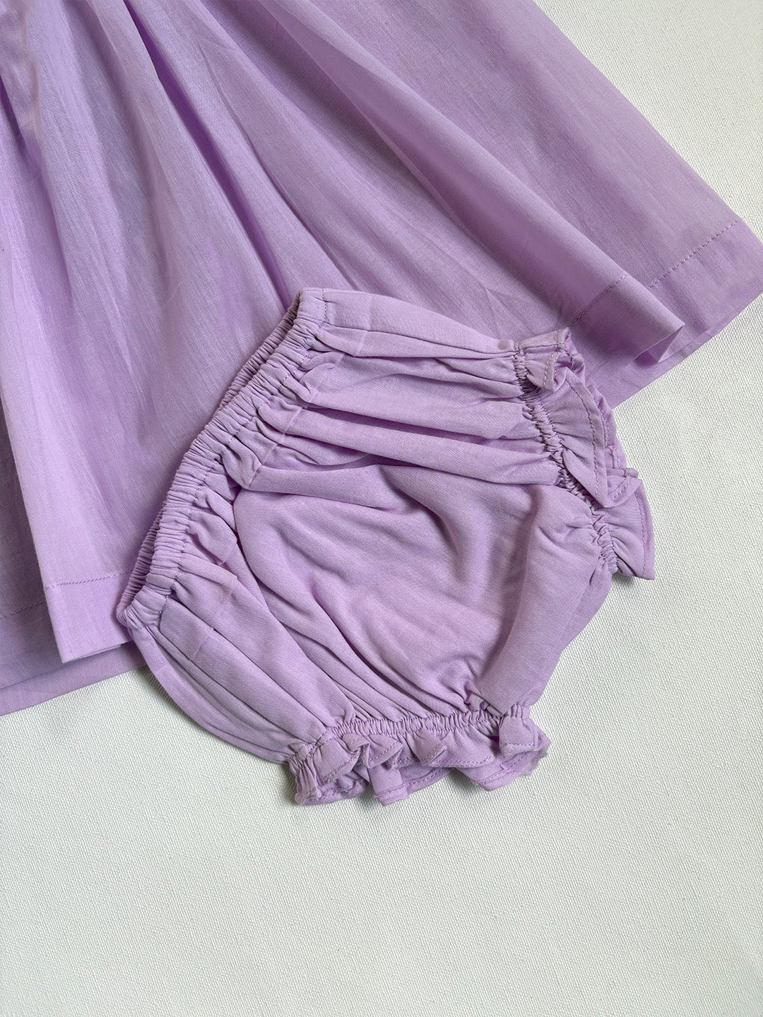 Cute lavender mulmul cotton babywear set