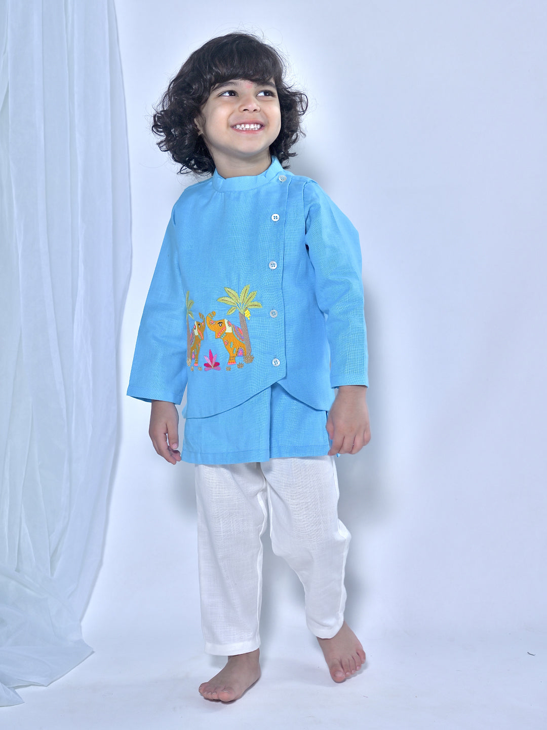 Aqua Elephant Kurta Set