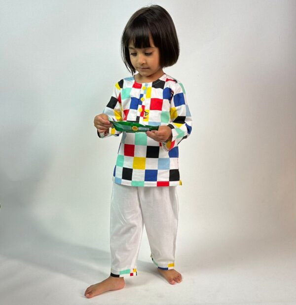 Multi-colored Checkered Night Dress