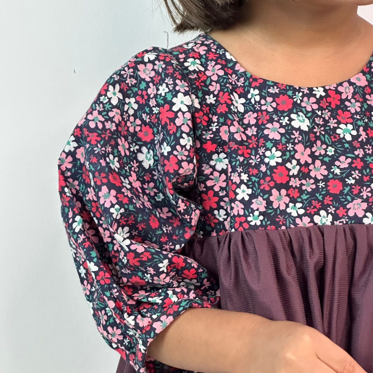 Wine Floral Fit and Flare Dress