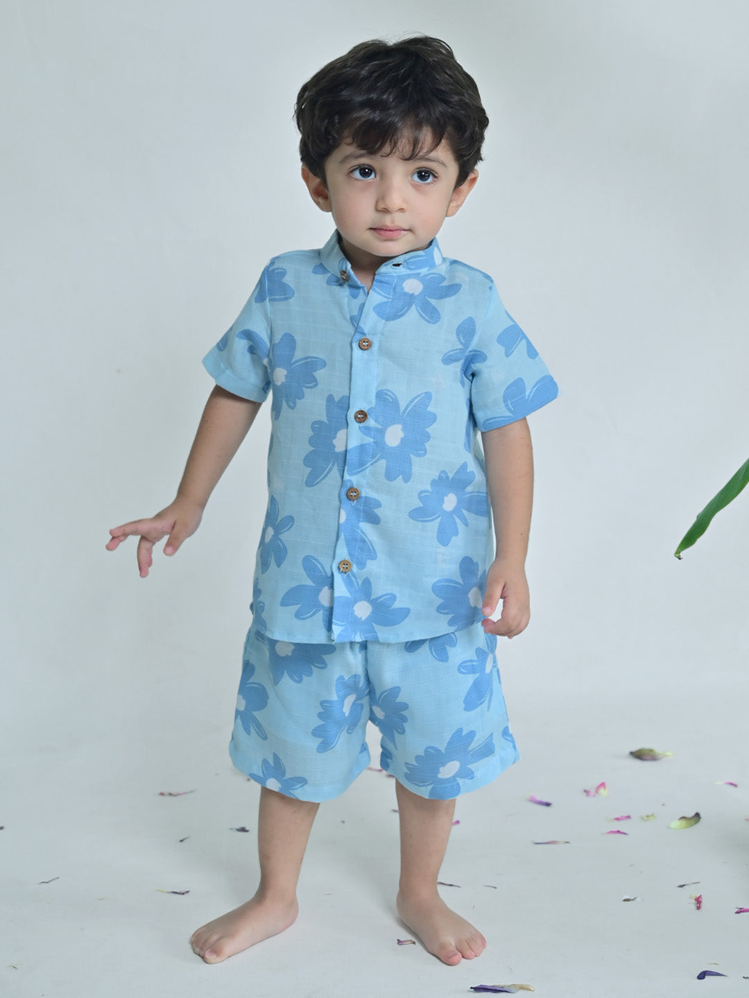 Sky Blue Floral Cotton Co-ord Set