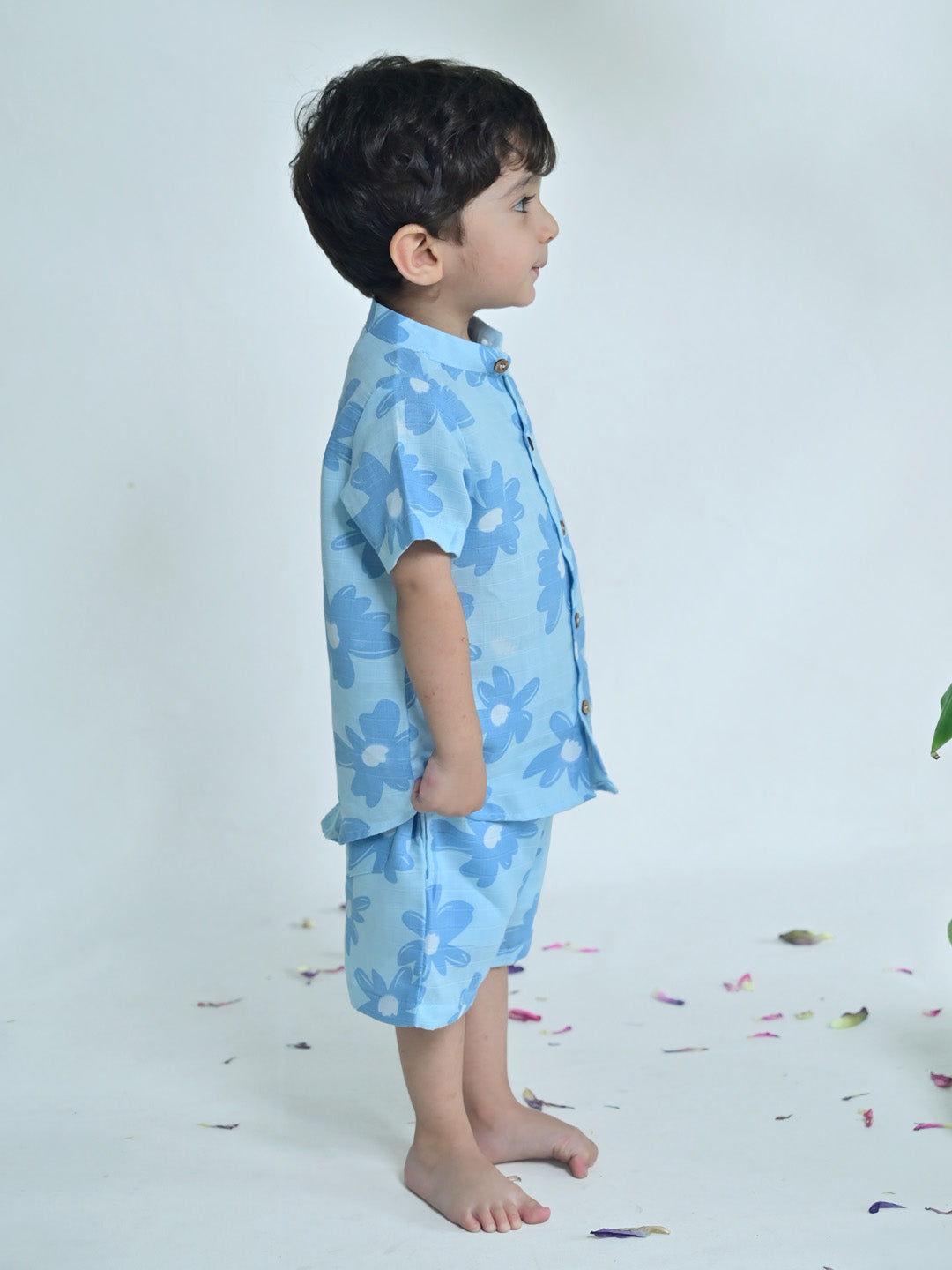 Sky Blue Floral Cotton Co-ord Set