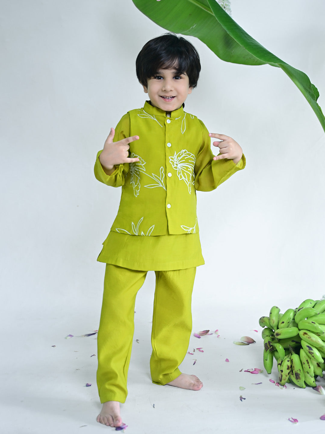 Embroidered Kurta Jacket Set