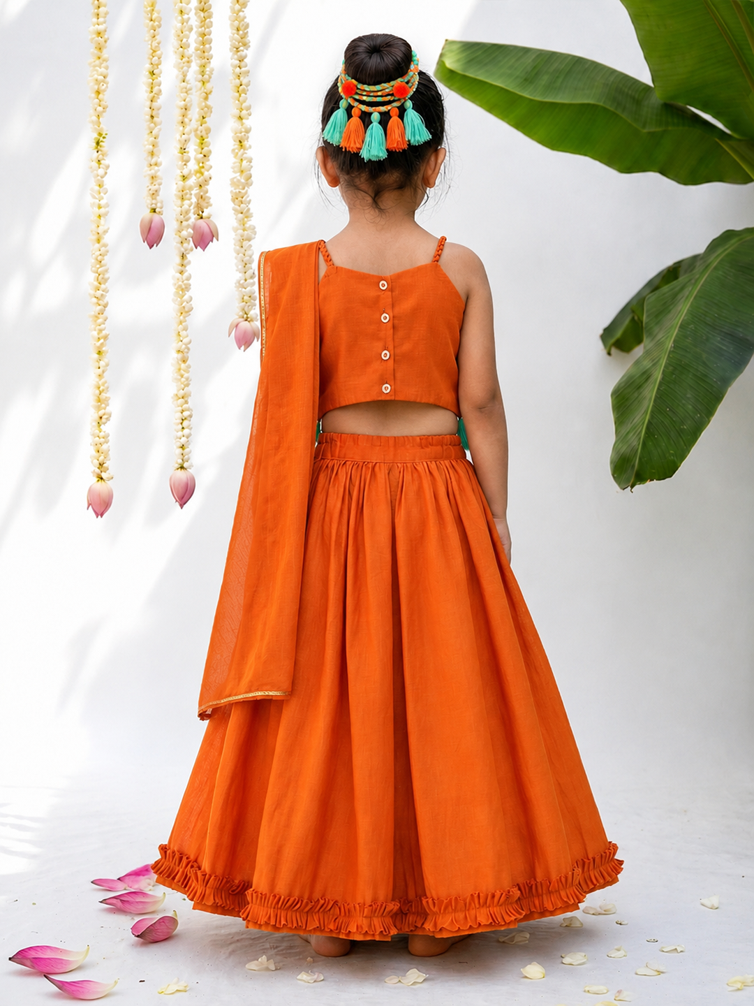 Narangi Gher Lehenga Set