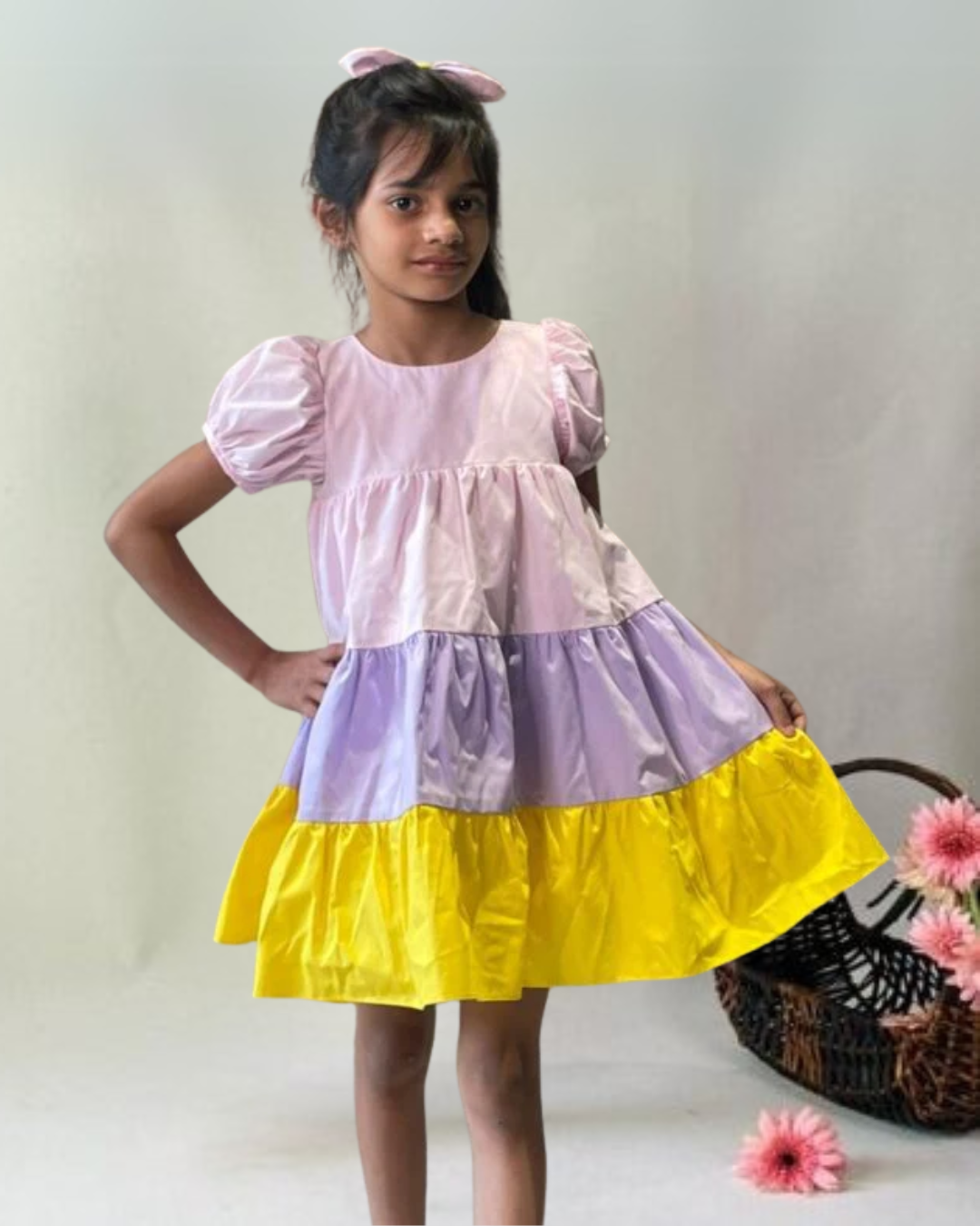 Colorblock Cotton Frill Dress