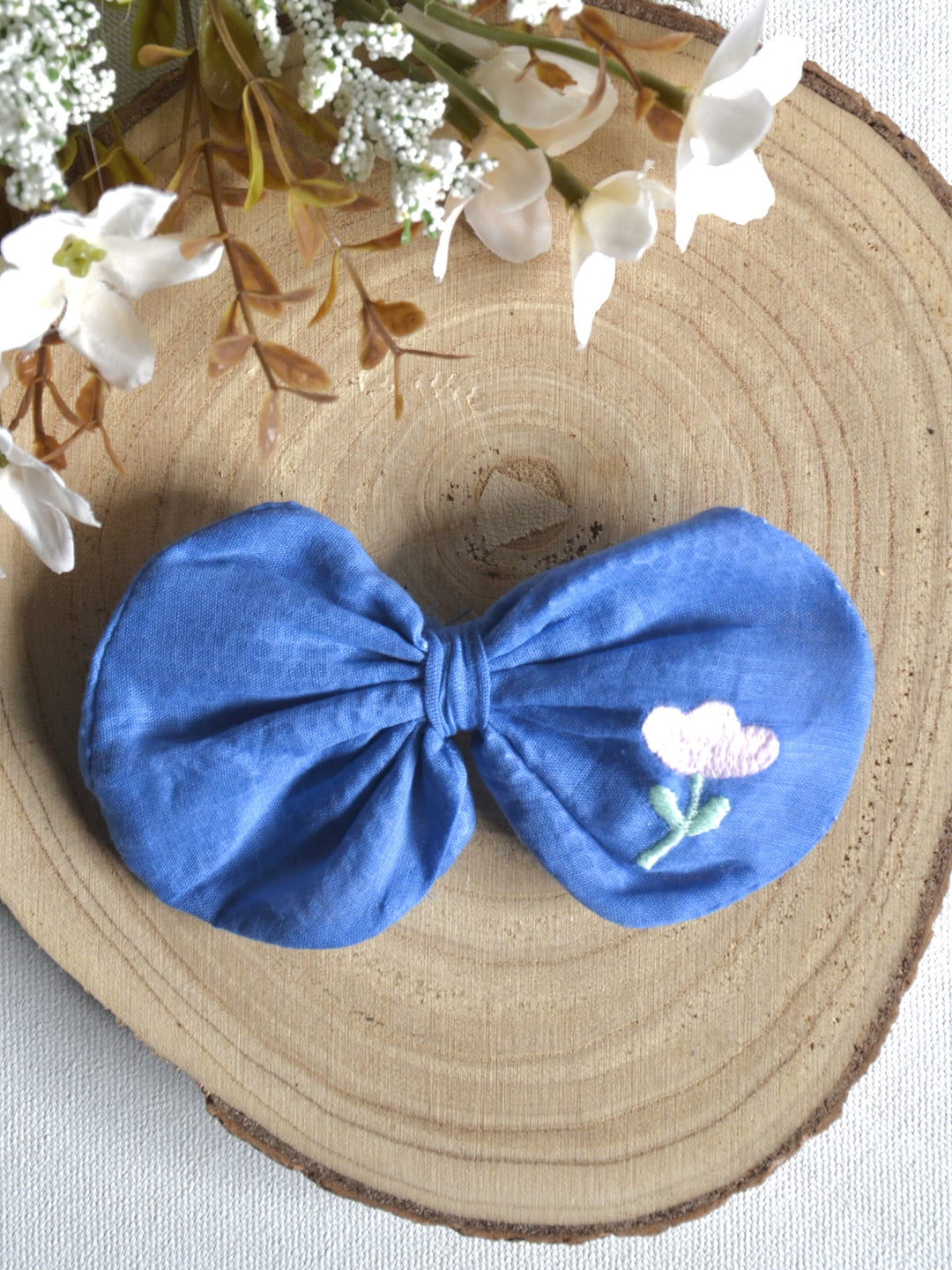 Blue Flora Bow Clip