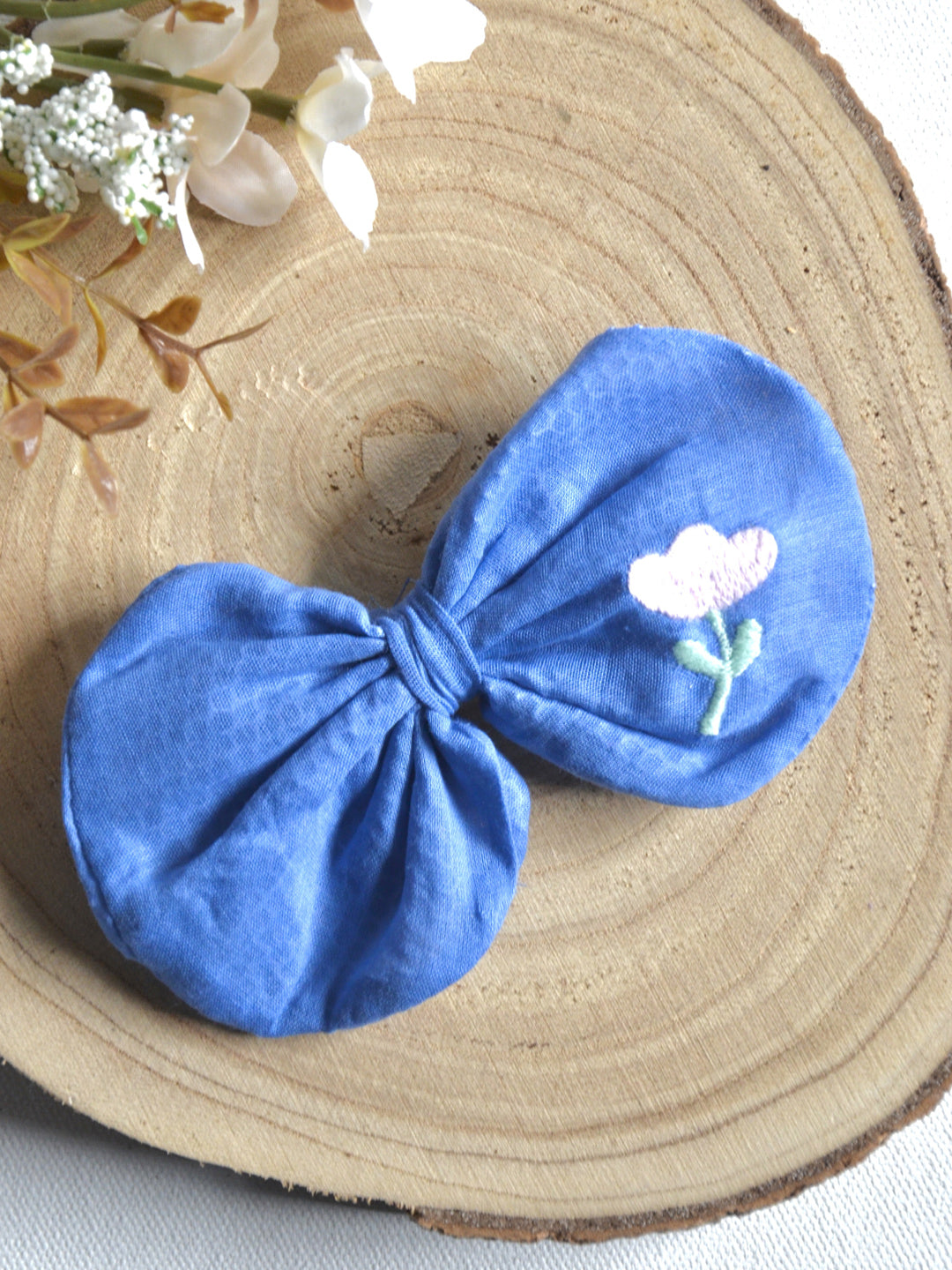 Blue Flora Bow Clip