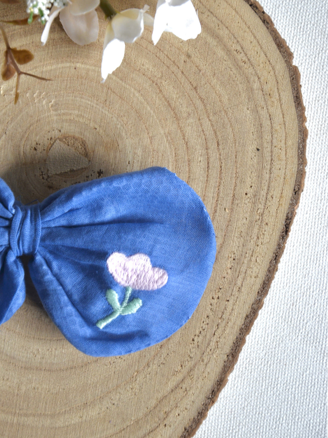 Blue Flora Bow Clip