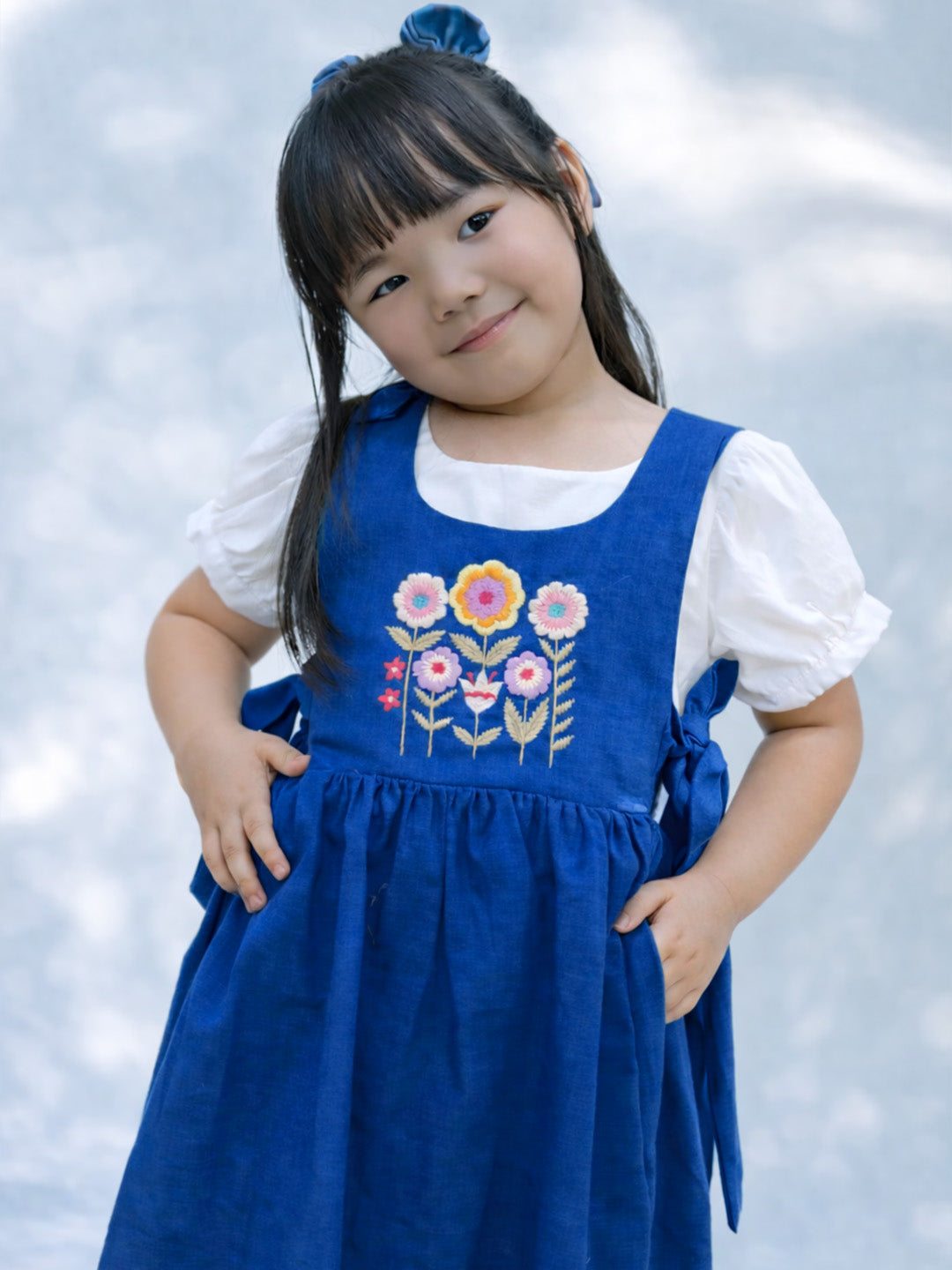 Blue Garden Jumper Dress